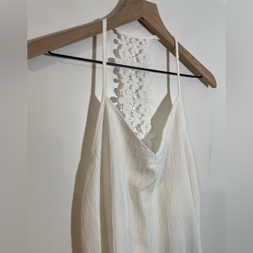 SHEIN White Dress Swim Cover Up Lace Racerback Thin Lightweight Summer ☀️ Sz Med - Picture 3 of 8